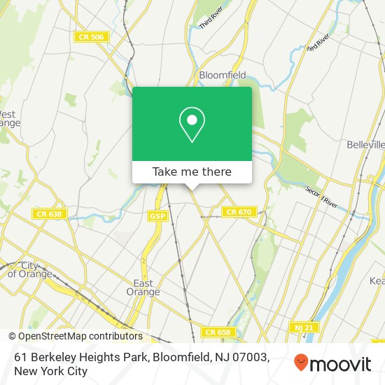 61 Berkeley Heights Park, Bloomfield, NJ 07003 map