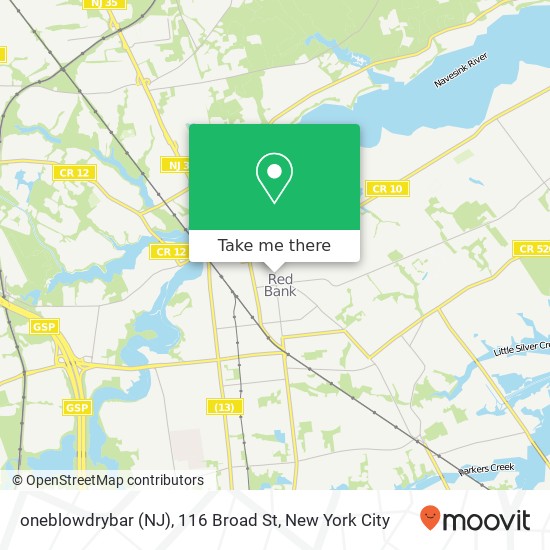 Mapa de oneblowdrybar (NJ), 116 Broad St