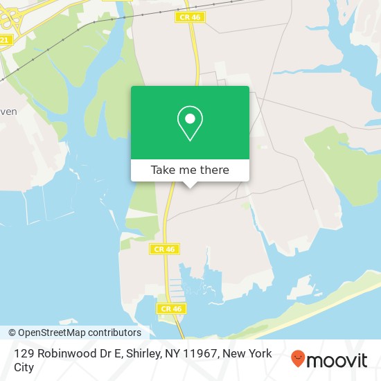 Mapa de 129 Robinwood Dr E, Shirley, NY 11967