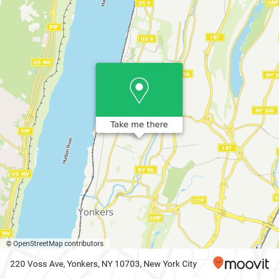 Mapa de 220 Voss Ave, Yonkers, NY 10703