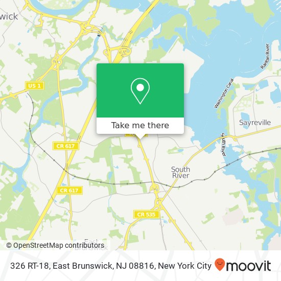 Mapa de 326 RT-18, East Brunswick, NJ 08816