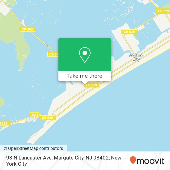 Mapa de 93 N Lancaster Ave, Margate City, NJ 08402