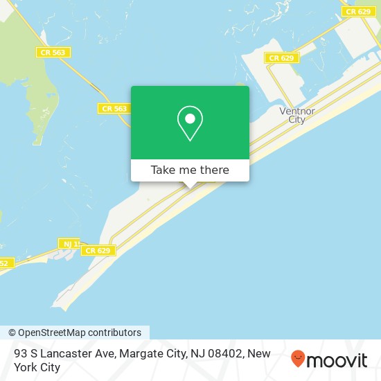 Mapa de 93 S Lancaster Ave, Margate City, NJ 08402