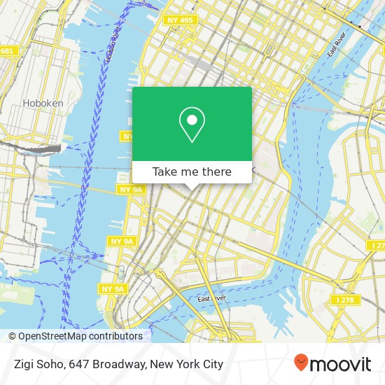 Mapa de Zigi Soho, 647 Broadway