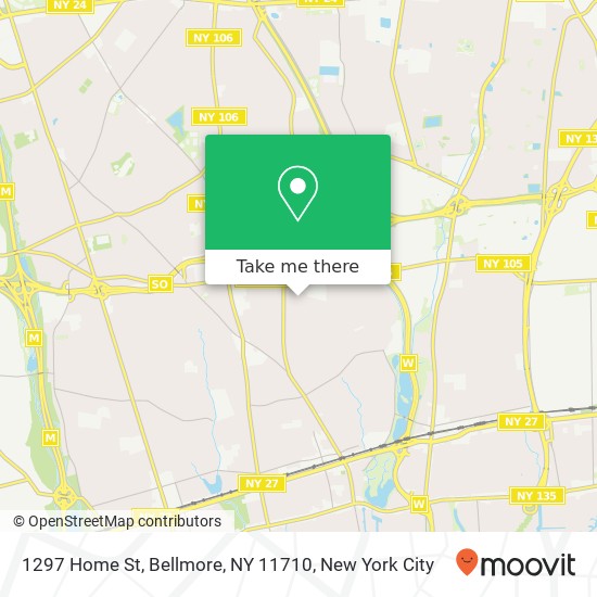 Mapa de 1297 Home St, Bellmore, NY 11710