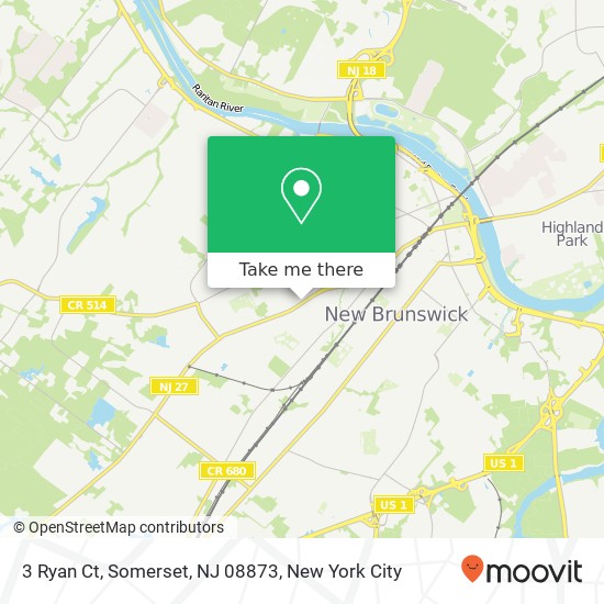 Mapa de 3 Ryan Ct, Somerset, NJ 08873