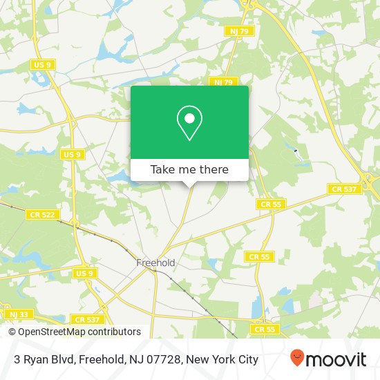 Mapa de 3 Ryan Blvd, Freehold, NJ 07728