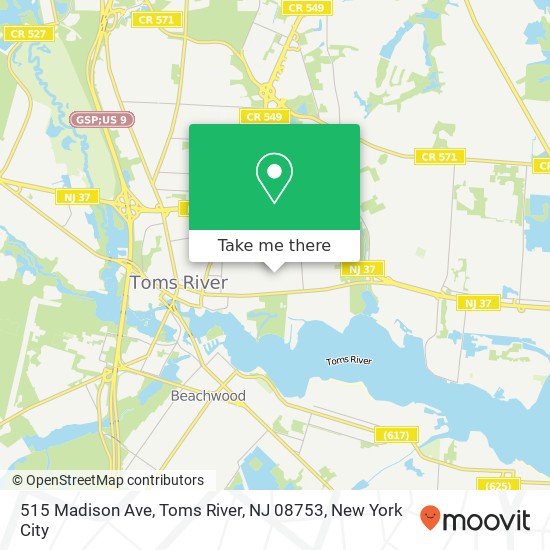 Mapa de 515 Madison Ave, Toms River, NJ 08753