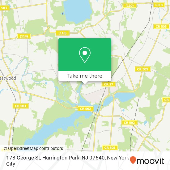 Mapa de 178 George St, Harrington Park, NJ 07640
