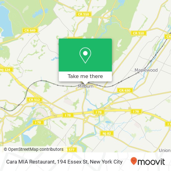 Mapa de Cara MIA Restaurant, 194 Essex St