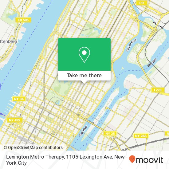 Mapa de Lexington Metro Therapy, 1105 Lexington Ave