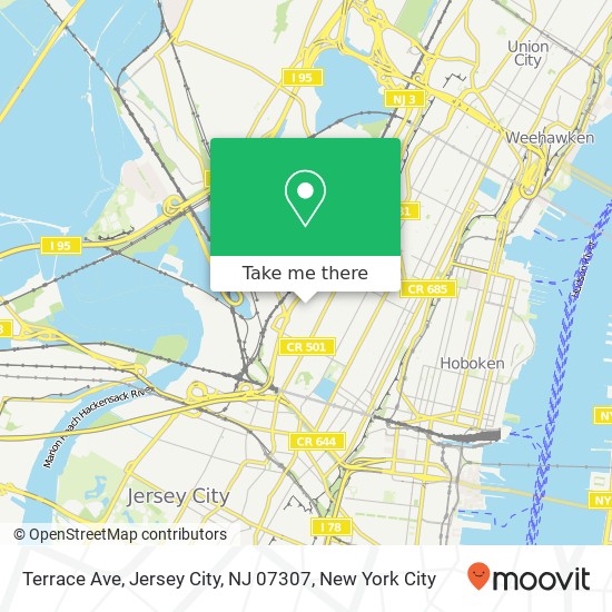 Mapa de Terrace Ave, Jersey City, NJ 07307