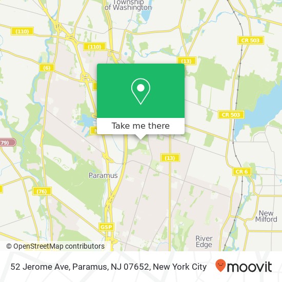 Mapa de 52 Jerome Ave, Paramus, NJ 07652