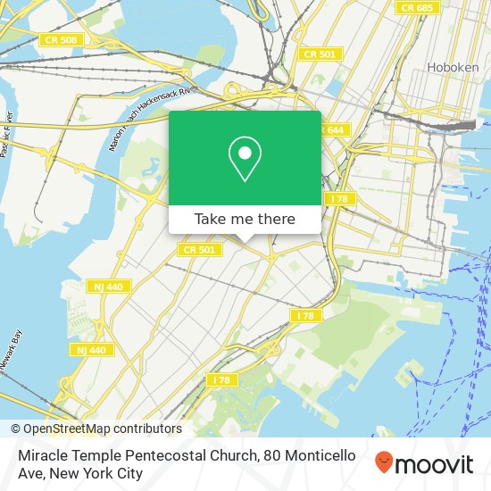 Miracle Temple Pentecostal Church, 80 Monticello Ave map