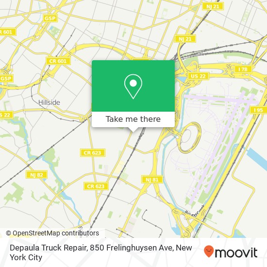 Mapa de Depaula Truck Repair, 850 Frelinghuysen Ave