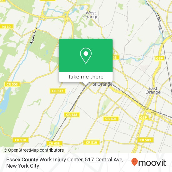 Mapa de Essex County Work Injury Center, 517 Central Ave