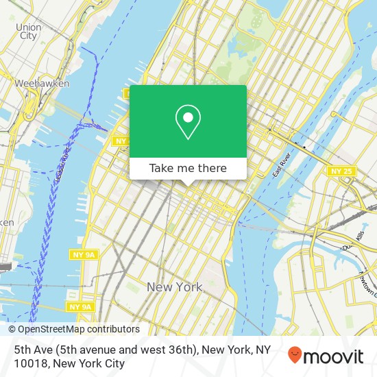 Mapa de 5th Ave (5th avenue and west 36th), New York, NY 10018