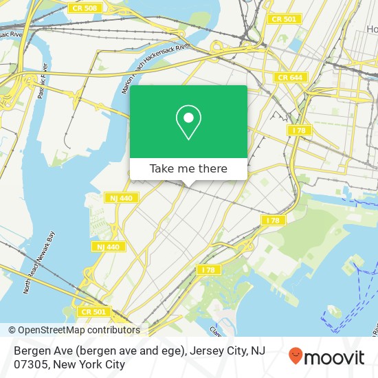 Mapa de Bergen Ave (bergen ave and ege), Jersey City, NJ 07305