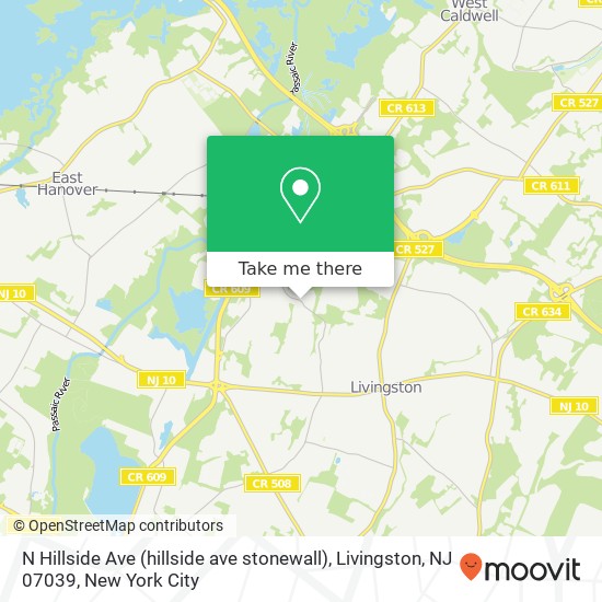 Mapa de N Hillside Ave (hillside ave stonewall), Livingston, NJ 07039
