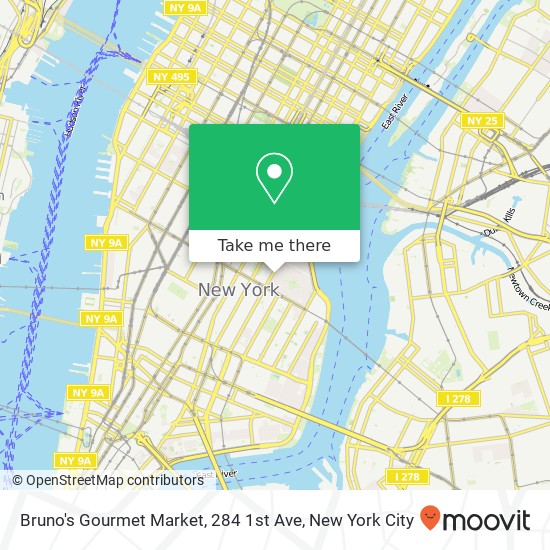 Mapa de Bruno's Gourmet Market, 284 1st Ave