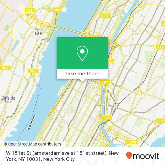 Mapa de W 151st St (amsterdam ave at 151st street), New York, NY 10031