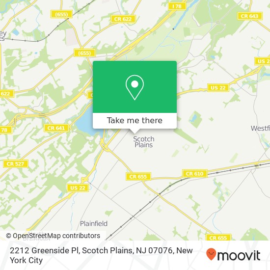 Mapa de 2212 Greenside Pl, Scotch Plains, NJ 07076