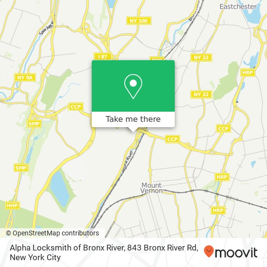 Mapa de Alpha Locksmith of Bronx River, 843 Bronx River Rd