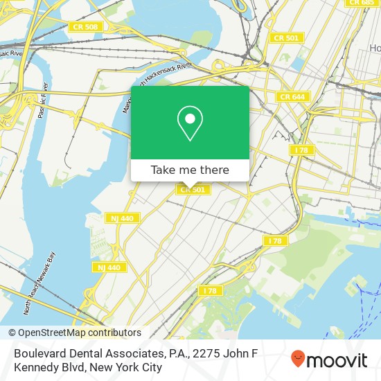 Mapa de Boulevard Dental Associates, P.A., 2275 John F Kennedy Blvd