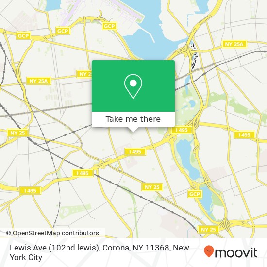 Mapa de Lewis Ave (102nd lewis), Corona, NY 11368