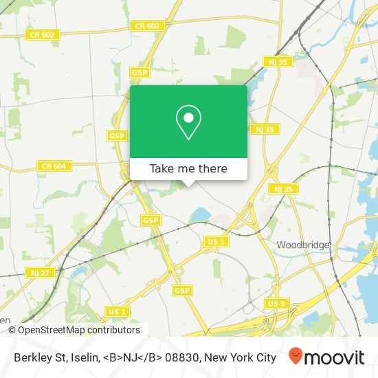 Mapa de Berkley St, Iselin, <B>NJ< / B> 08830