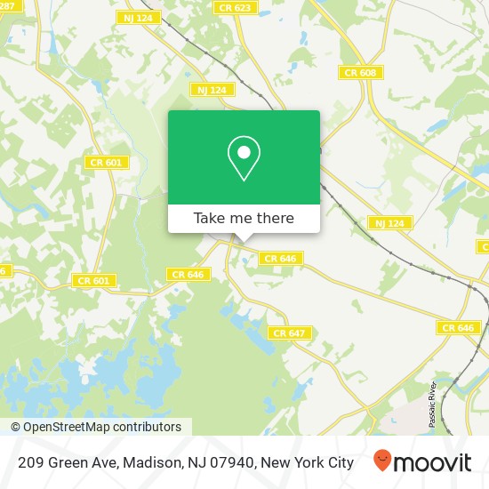 Mapa de 209 Green Ave, Madison, NJ 07940