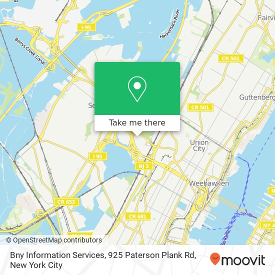 Mapa de Bny Information Services, 925 Paterson Plank Rd