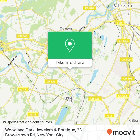 Mapa de Woodland Park Jewelers & Boutique, 281 Browertown Rd