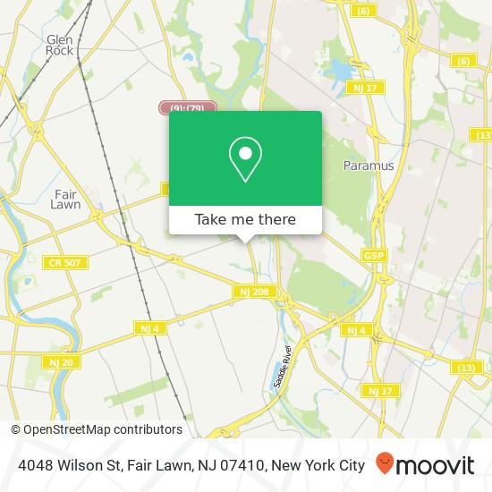 Mapa de 4048 Wilson St, Fair Lawn, NJ 07410