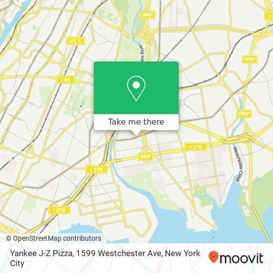 Mapa de Yankee J-Z Pizza, 1599 Westchester Ave
