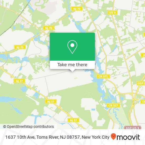 Mapa de 1637 10th Ave, Toms River, NJ 08757