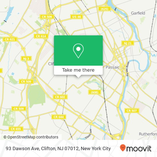 Mapa de 93 Dawson Ave, Clifton, NJ 07012