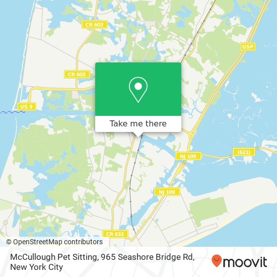 Mapa de McCullough Pet Sitting, 965 Seashore Bridge Rd