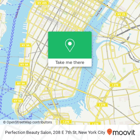 Mapa de Perfection Beauty Salon, 208 E 7th St