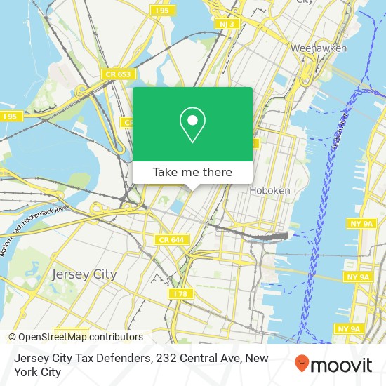 Jersey City Tax Defenders, 232 Central Ave map