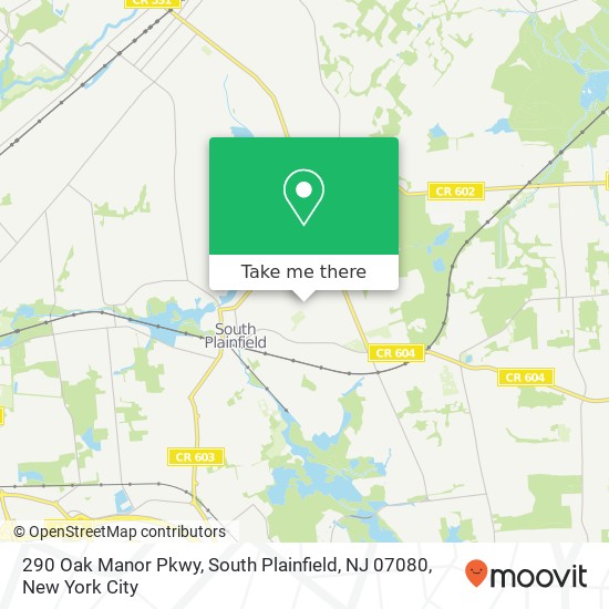 Mapa de 290 Oak Manor Pkwy, South Plainfield, NJ 07080