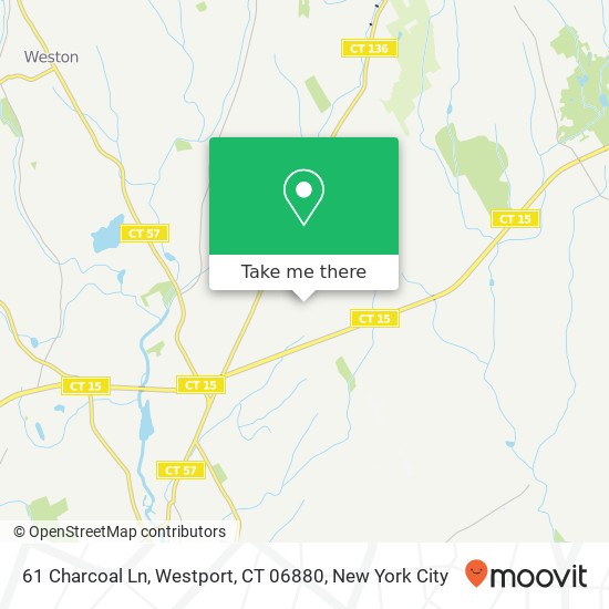 Mapa de 61 Charcoal Ln, Westport, CT 06880