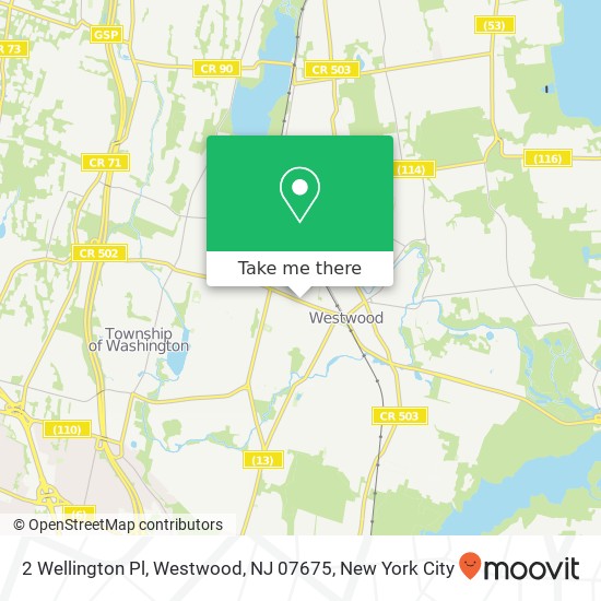 Mapa de 2 Wellington Pl, Westwood, NJ 07675