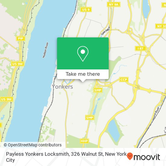 Mapa de Payless Yonkers Locksmith, 326 Walnut St