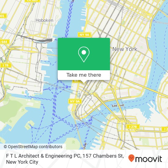 Mapa de F T L Architect & Engineering PC, 157 Chambers St