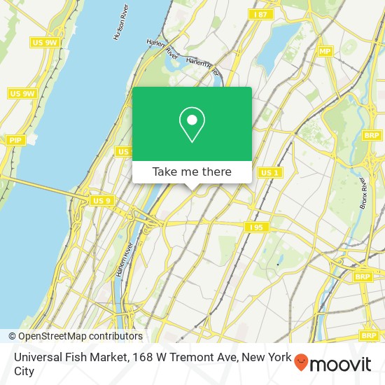 Universal Fish Market, 168 W Tremont Ave map