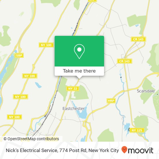 Mapa de Nick's Electrical Service, 774 Post Rd