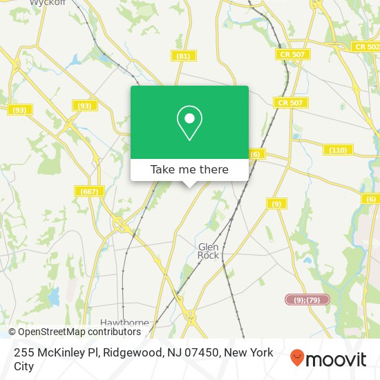 Mapa de 255 McKinley Pl, Ridgewood, NJ 07450