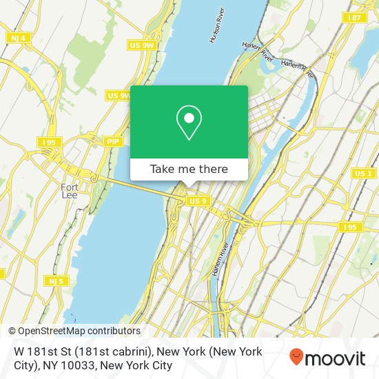 Mapa de W 181st St (181st cabrini), New York (New York City), NY 10033
