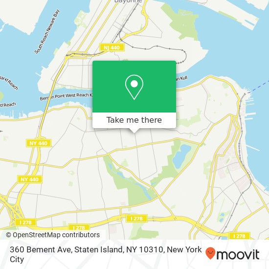 Mapa de 360 Bement Ave, Staten Island, NY 10310